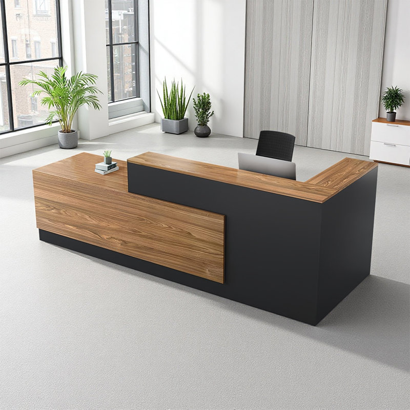 Bureau rétro en L avec tiroirs silencieux, gestion des câbles et grand espace de rangement - idéal pour le bureau à domicile et les espaces de travail contemporains