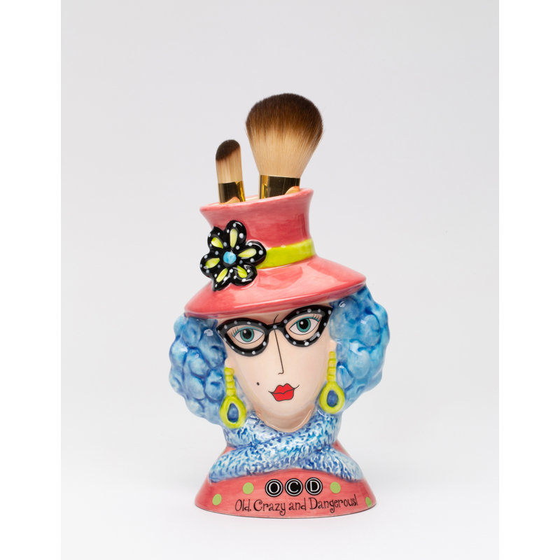 O.C.D. Ceramic Lady Makeup Brush Holder