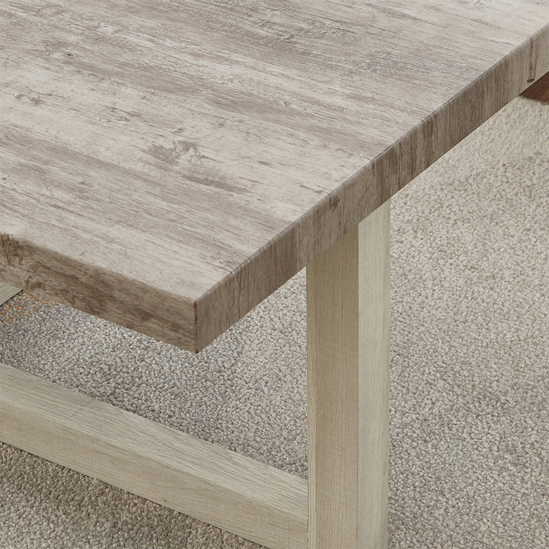 Table de bout contemporaine Luno, H 22 po x l 22 po x P 22 po, Chêne pâle / blanc, Bois