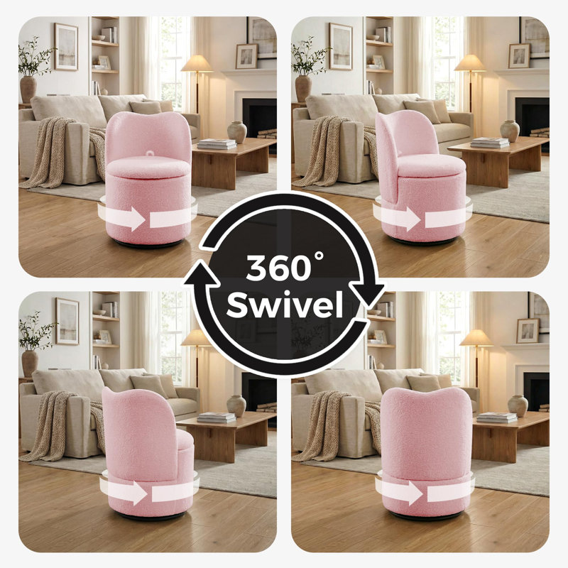 Upholstered Swivel Accent Chair, Pink