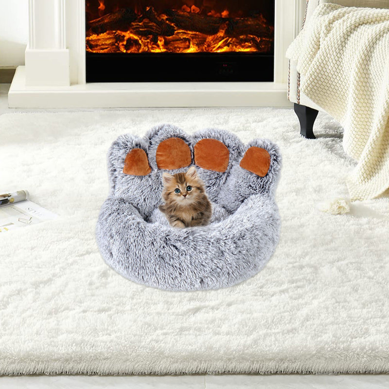 Coussin douillet en fausse fourrure 19,7 x 19,7 x 3,9 po Calming Dog, Gris foncé