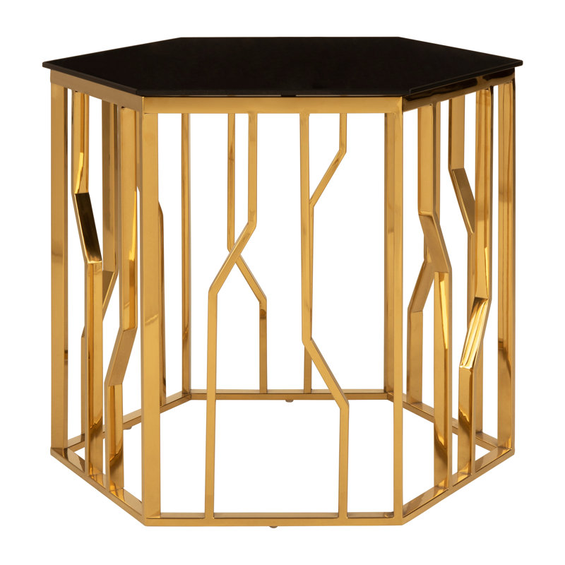 Gold and Black Hexagonal Side Table