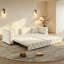 Très grand canapé-lit multifonctionnel de 89 po, canapé-lit coulissant 3 en 1, canapé classique en velours 4 places avec design capitonné, comprend 3 coussins décoratifs-1173961976