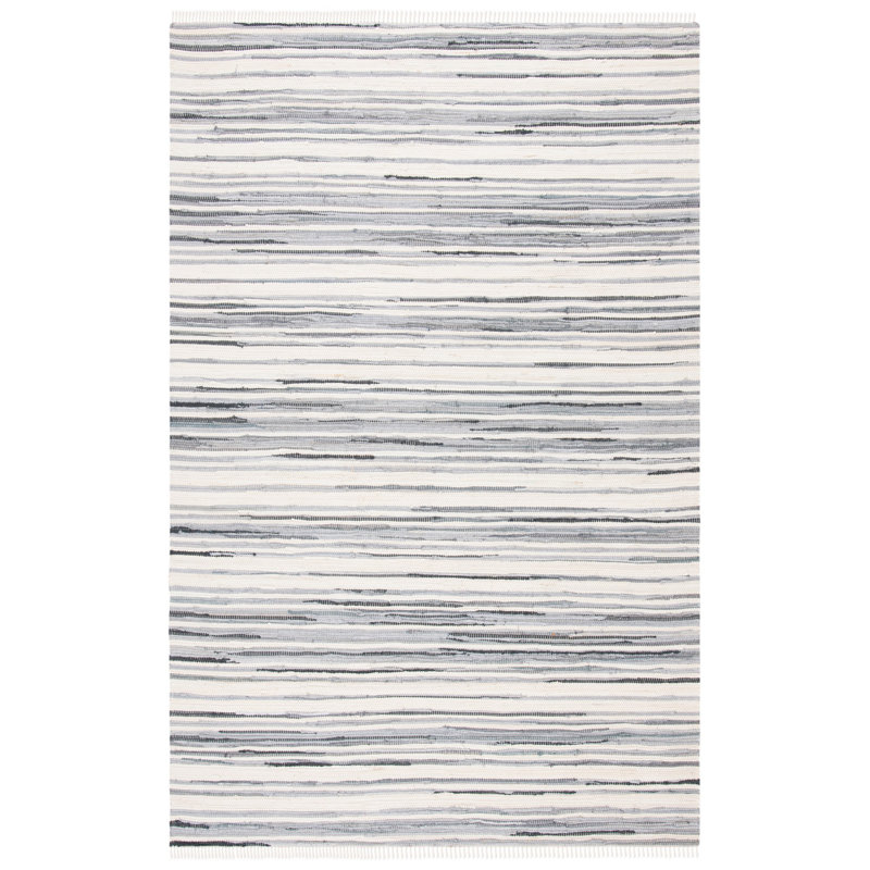 Tapis abstrait en coton tissé à la main Fales Rag, Rectangle 6 pi x 9 pi