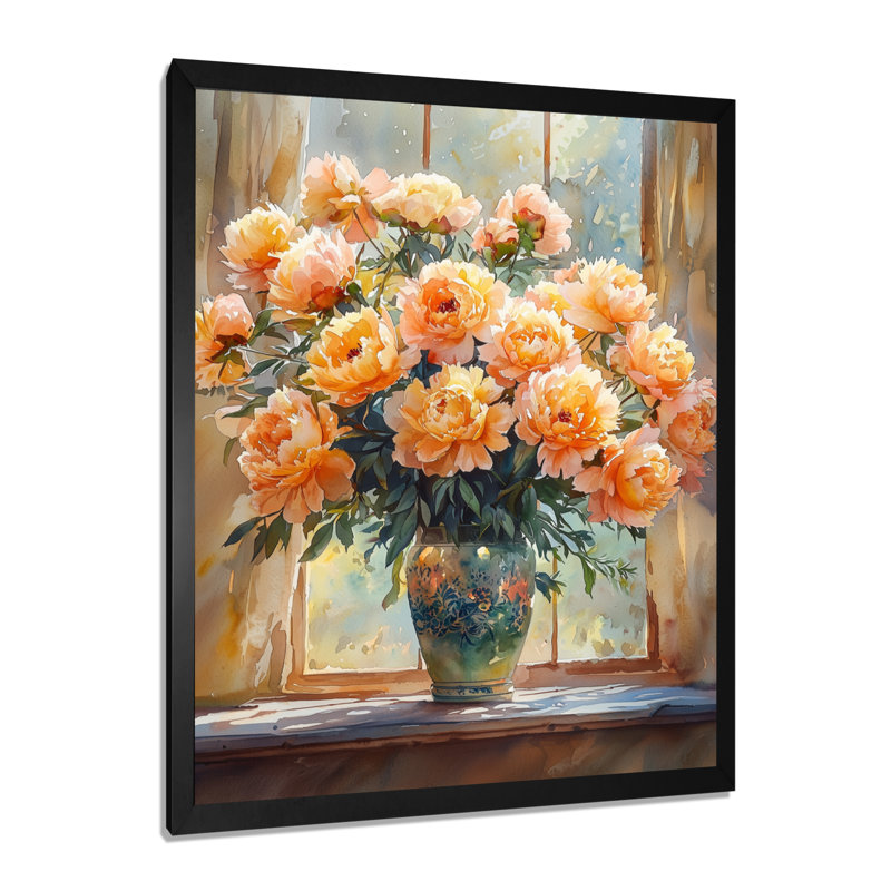 Baldridge - impression sur toile florale, Noir, noir, noir, noir, H 20 po x l 12 po, Reproduction encadrée d'une seule photo