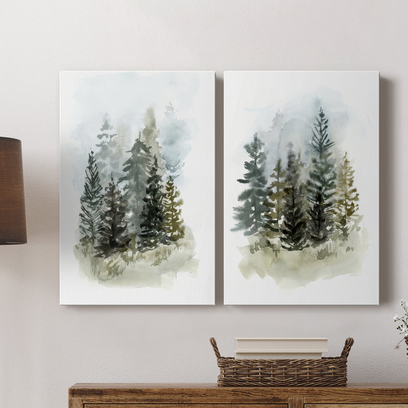 Toile tendue Washy Treeline I-Premium Gallery - prête à être accrochée, H 48 po x l 64 po