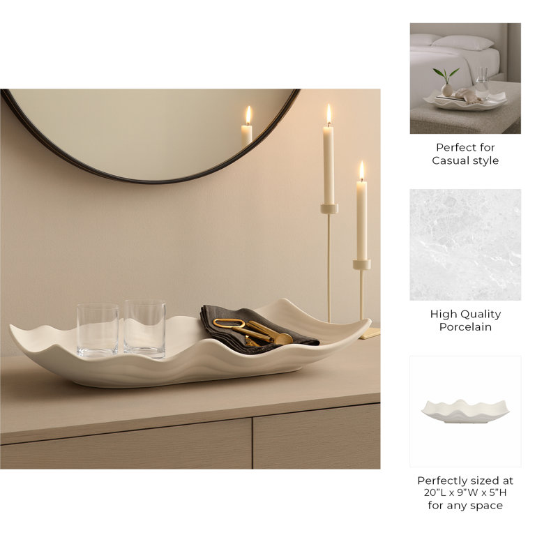 Chavelle Ivory Stoneware/Porcelain Novelty Vanity Decorative Tray