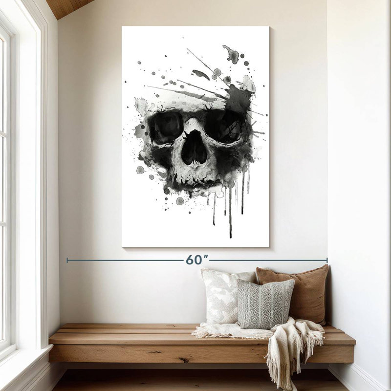 Hitzel Dark Blotted Skull, 51" H x 34" W