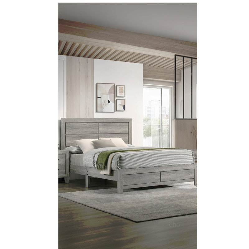 Tête de lit plateforme 1pc, gris, Double