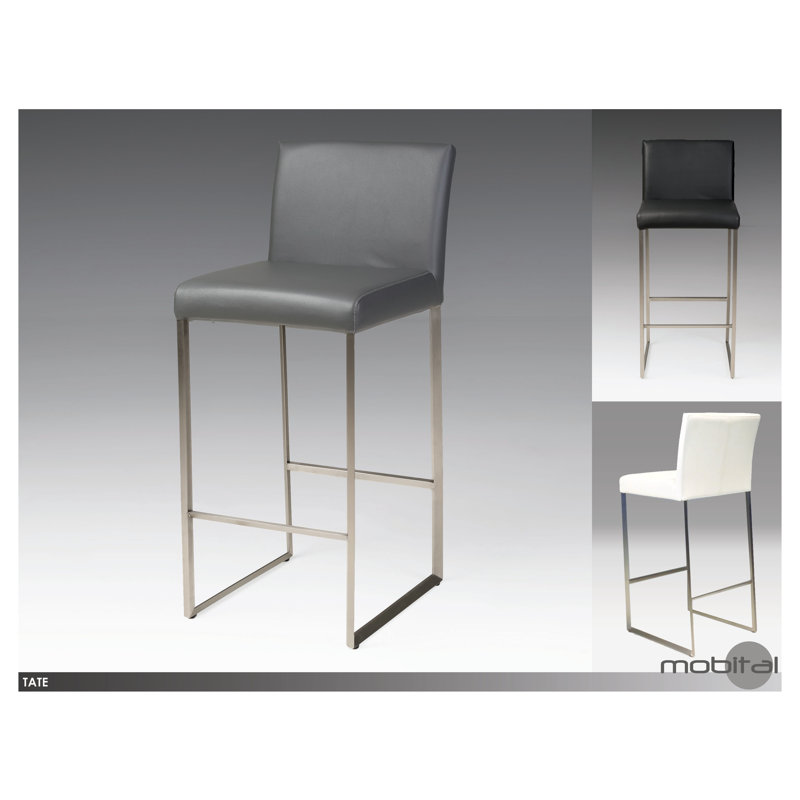 Tate Upholstered Counter Stool, Black, Counter Stool (26" Seat Height)
