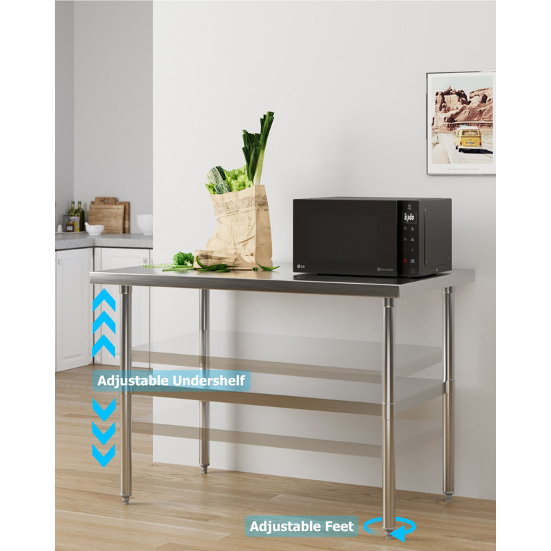 Tables de travail en acier inoxydable, H 34 po x l 24 po x P 24 po