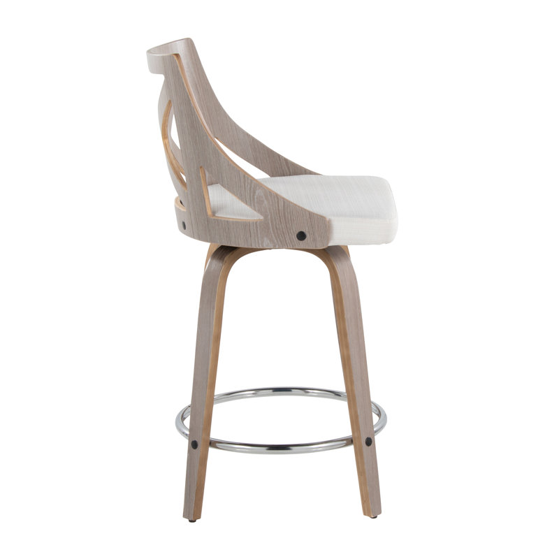 Swivel Upholstered Counter Stool, Cream