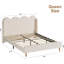 Grand lit plateforme à oreilles en velours avec tête de lit festonnée, beige-129208326-129208330