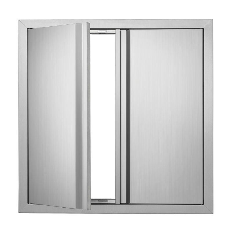 24"x24" Stainless Steel BBQ Access Door - Double Swing Outdoor Kitchen Island Cabinet Panel with Recessed Handles