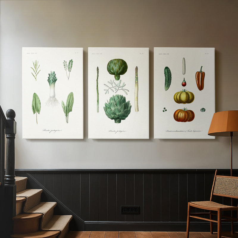 Fruit et légumes Variétés I - Toile tendue sur mesure avec châssis - 3 pièces, H 18 po x l 36 po