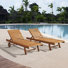 Caspian Eucalyptus Wood Outdoor Lounge Chair, Set of 2
