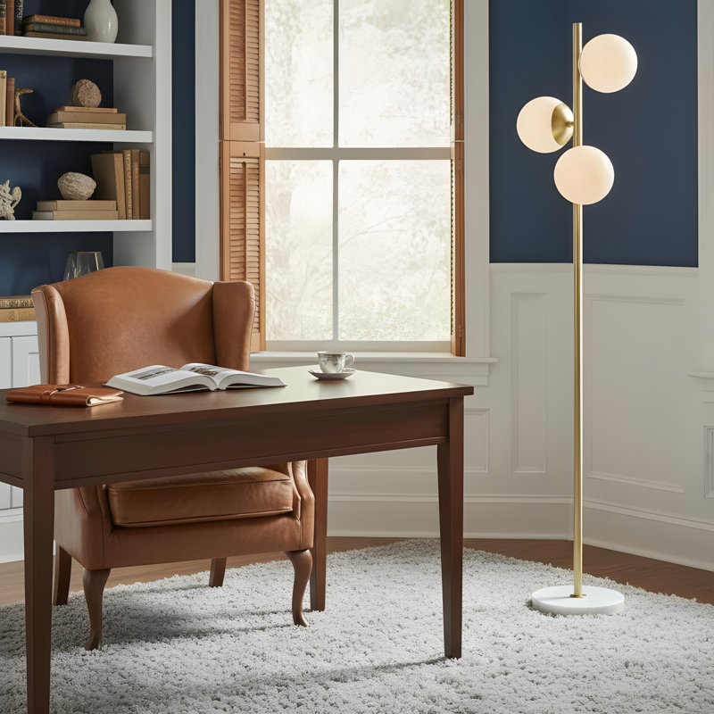 Triple Bulb Floor Lamp with Marble Base