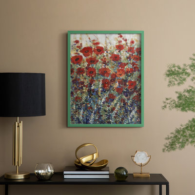 «Garden Poppies I», reproduction encadrée - bois massif