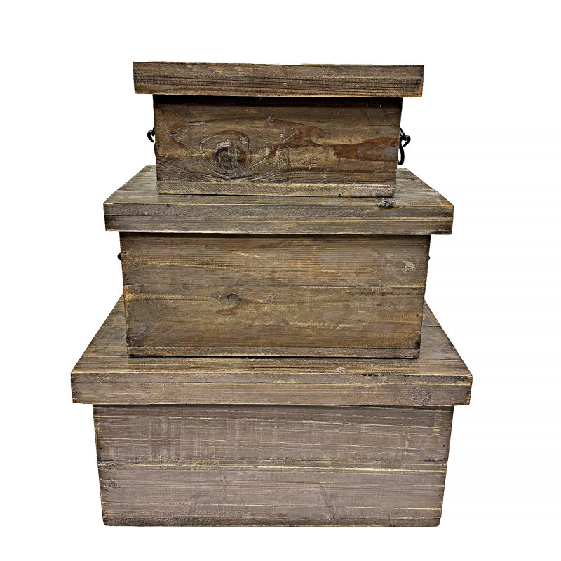 Ensemble de 3 boîtes décoratives en bois Daizhon