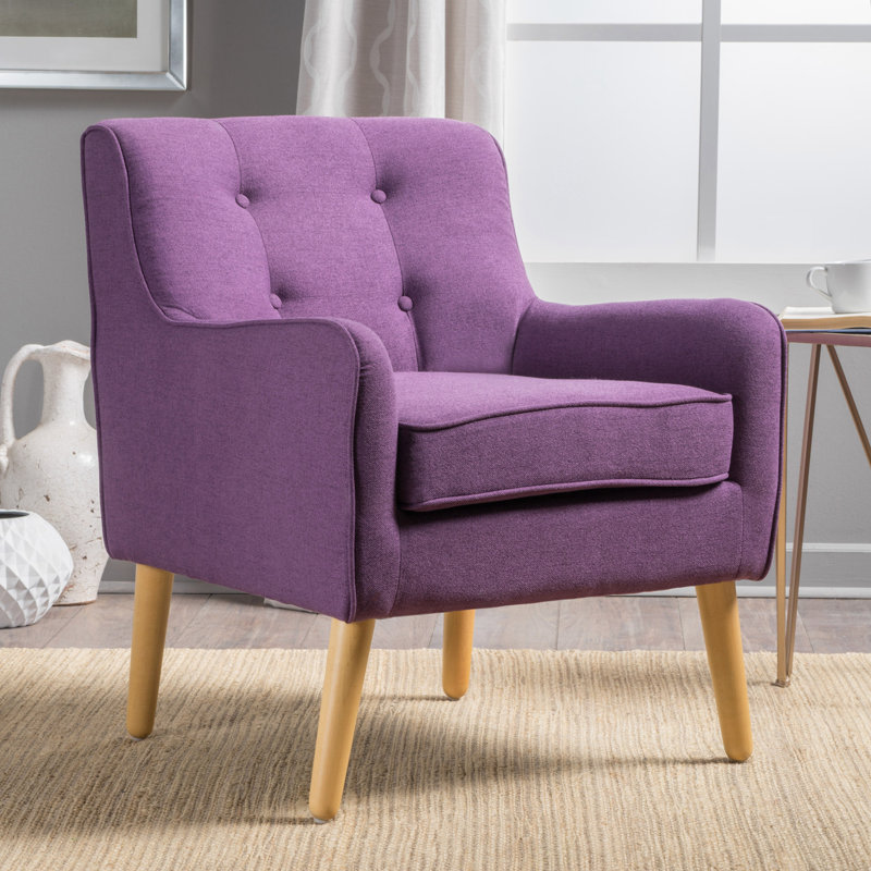 Fauteuil d'appoint avec coussins moelleux et dossier capitonné, Mauve