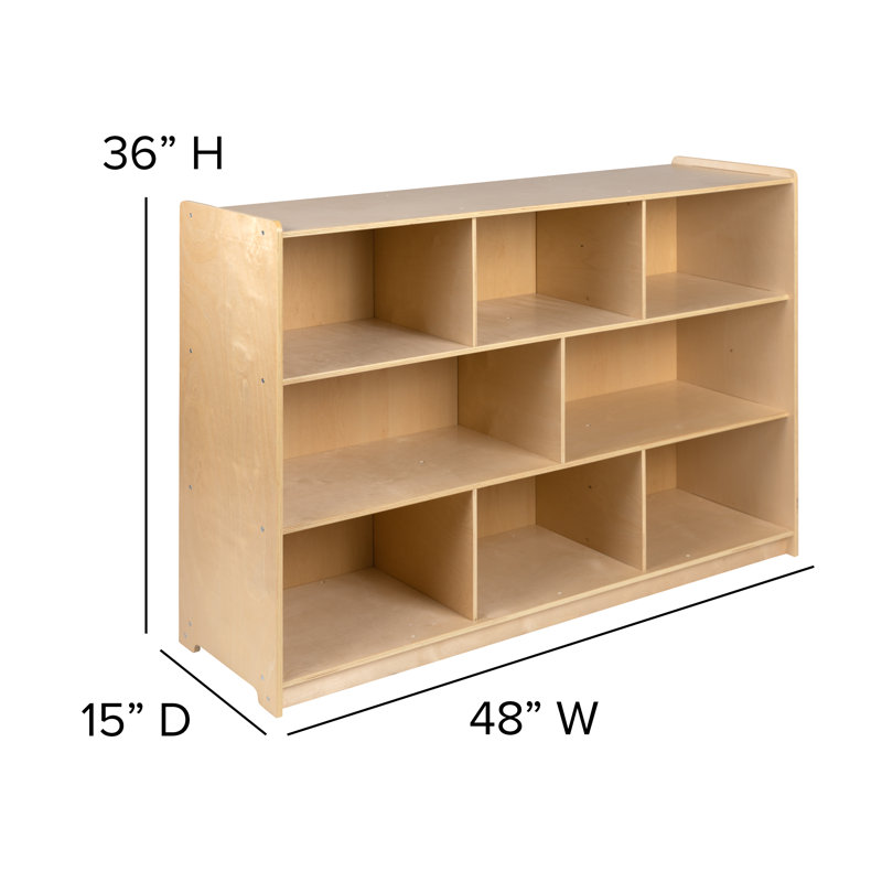 Natural Birch Wooden 8-Cube Kids Storage Cabinet