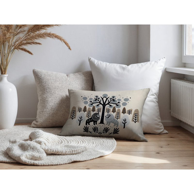 Oreiller rectangulaire intérieur / extérieur Comas Lion, Gris, Rectangle H 14 po x l 20 po