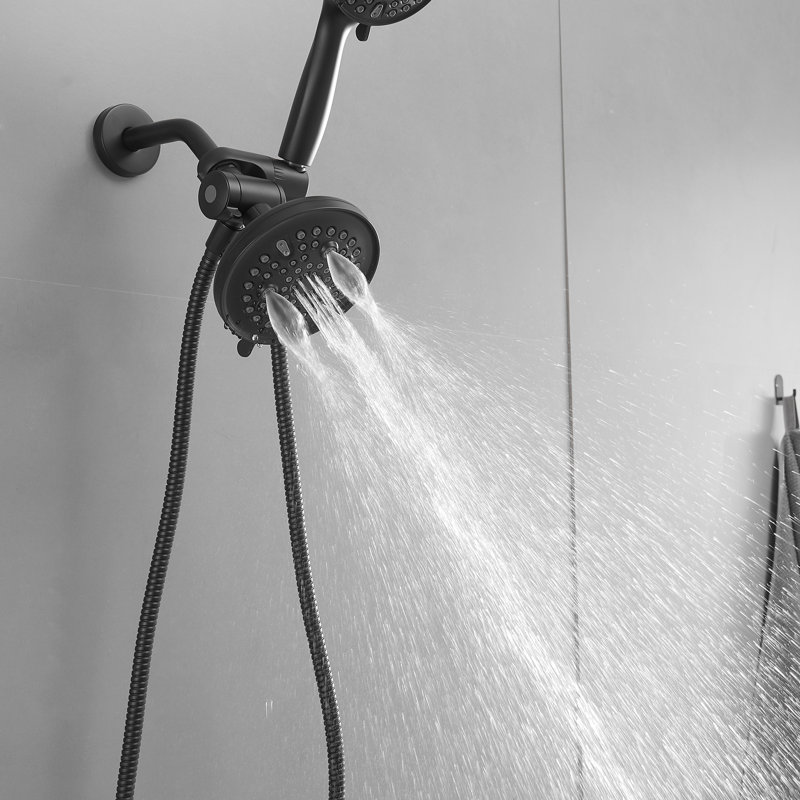 Ensemble de douche 8 jets avec douchette filtrée, commande à une poignée et valve (1,8 gal / min), Noir mat