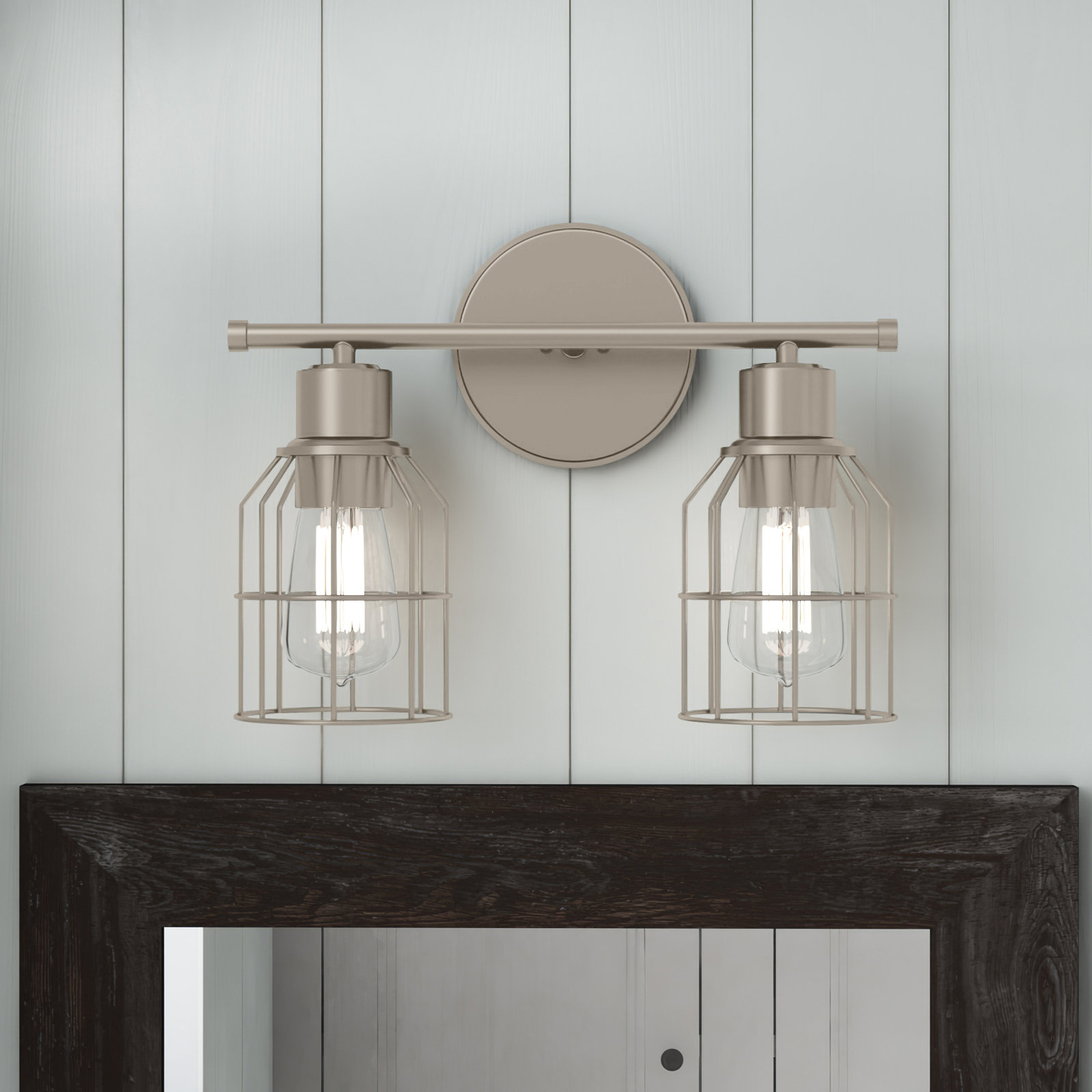2 Light Dimmable Vanity Light, Brushed Nickel