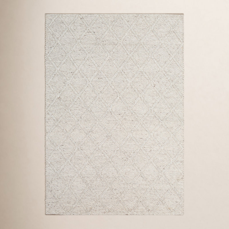 Vernie Jeanette Geometric Handmade Flatweave White Area Rug, Rectangle 10' x 14'