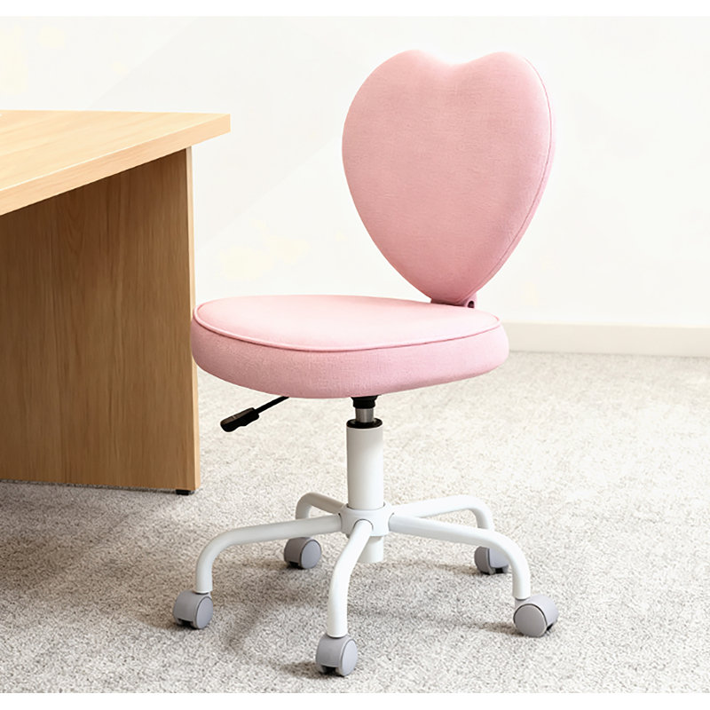 Chaise de bureau rose en forme de cœur, chaise pivotante réglable pour chambre à coucher et coiffeuse, style mignon et confortable