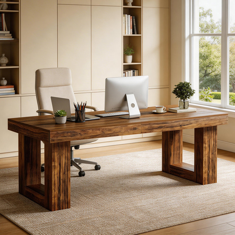 Bureau double 86,6 pouces pour deux personnes, double table d'écriture pour bureau personnel