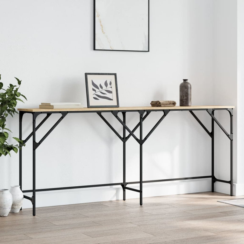 Nycole Console Table, 75 H x 180 W x 29 D cm, Smoked Oak
