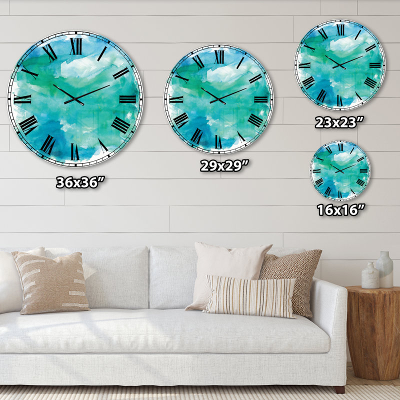 Horloge ronde en métal Sea Glass, Grand