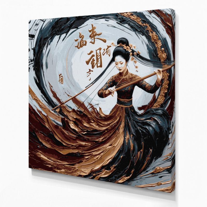«Music Erhu Grey», art mural sur toile, H 8 po x l 8 po