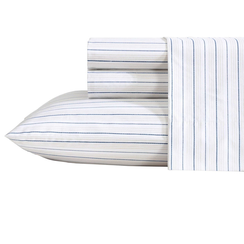 Ensemble de draps en percale de coton 200 fils Bradford, Ensemble de draps pour très grand lit avec 2 taie