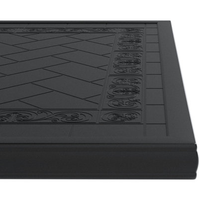 Black Cast Aluminum Patio Dining Table - Rectangular, Texture, 6 Person Use, Weather , Rust Outdoor Frame, Corrosion Proof