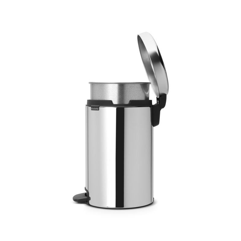 Brabantia NewIcon 12 Litre Soft Closing Pedal Bin with Metal Inner Bucket, Brilliant Steel
