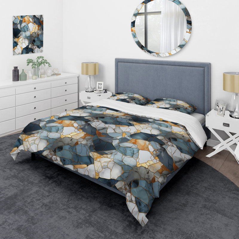 Ensemble de housse de couette en marbre Urban Oasis, Housse de couette pour très grand lit et 2 très