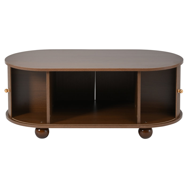 Four Leg Coffee Table with Storage, Walnut