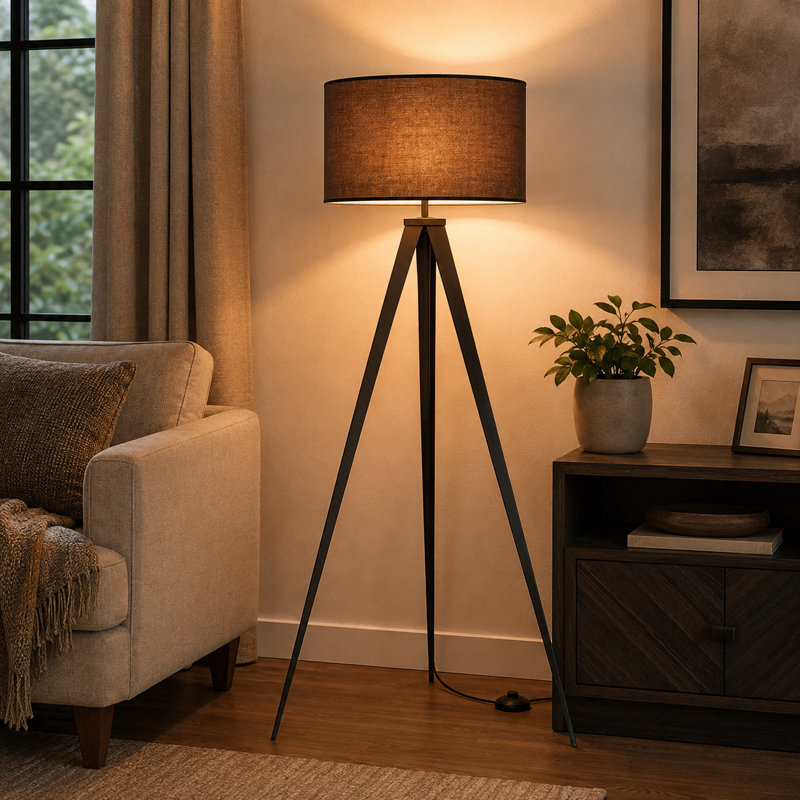 Darlington 157cm Tripod Floor Lamp, Grey 