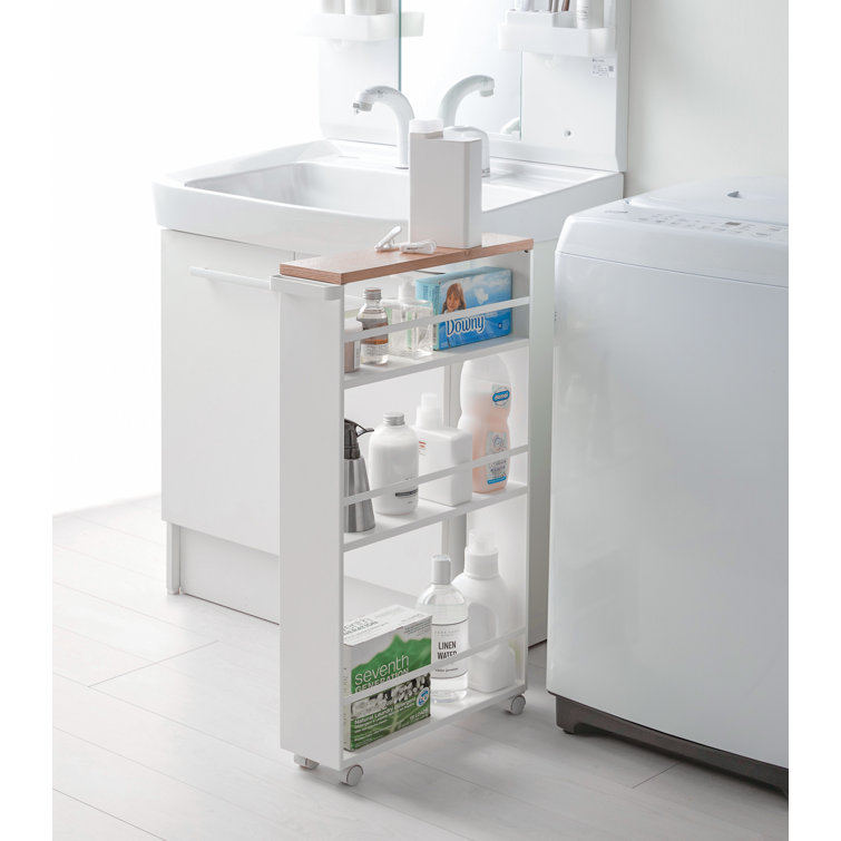 YAMAZAKI Home 3-Tier Storage Utility Kitchen/Bathroom | Steel | Rolling  Carts, One Size, White