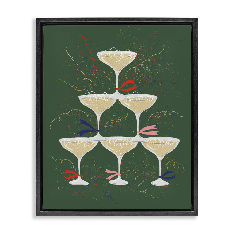  "Celebration Drinks Tower", art mural sur toile flottante par Kristina Hultkrantz, Cadre flottant noir de jais