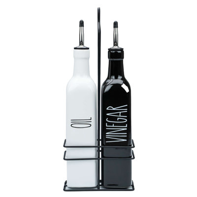White Ceramic Olive Oil & Vinegar Dispenser