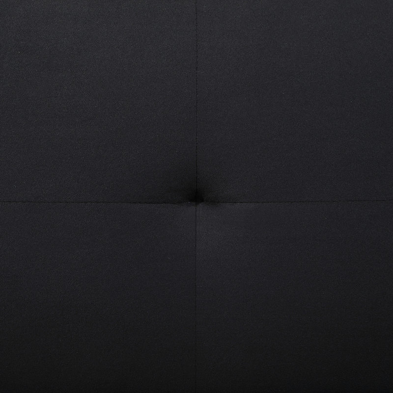 Lit convertible moderne noir sans accoudoirs avec un design, une texture lisse et un revêtement en velours doux, un capitonnage biscuit et un support