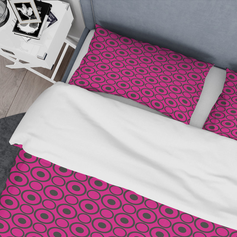 Motif de cercle noir - ensemble de housse de couette abstrait - polyester en microfibre