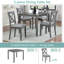 Ensemble de salle à manger moderne 5 pièces avec table carrée en bois et 4 chaises rembourrées pour espaces compacts-200254090-200254093