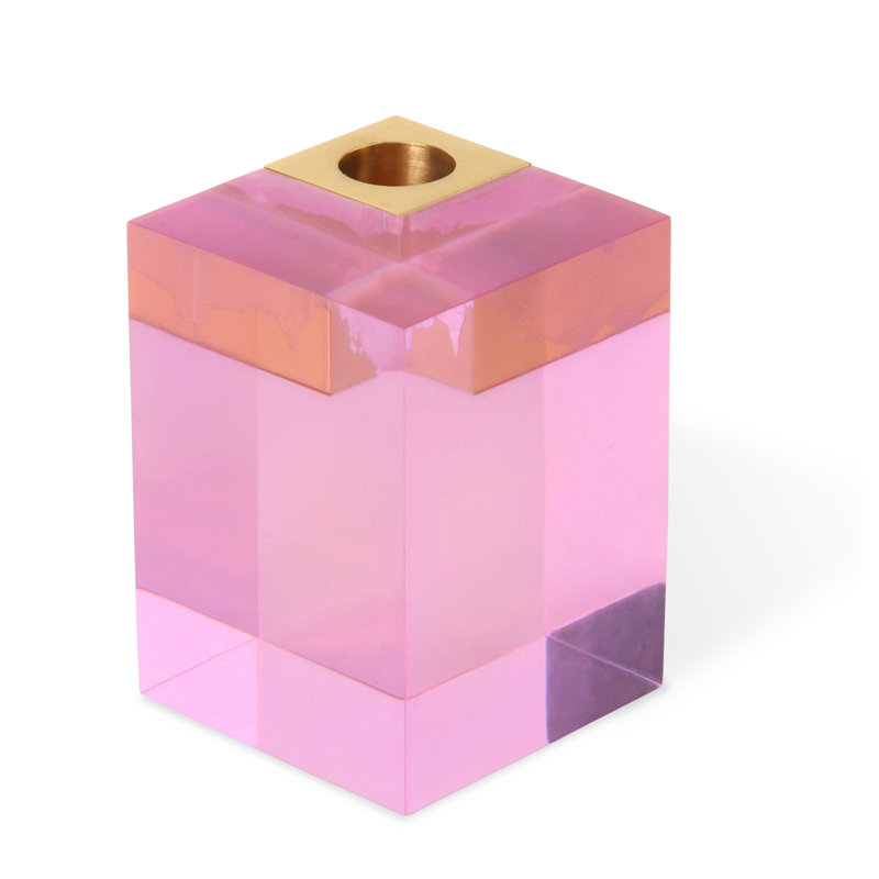 Monte Carlo Candle Holder, Pink, 2.5" H x 3" W x 3" D