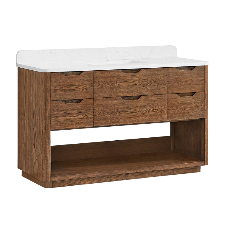 Harbin 55" Single Bath Vanity with White Grain Stone Top