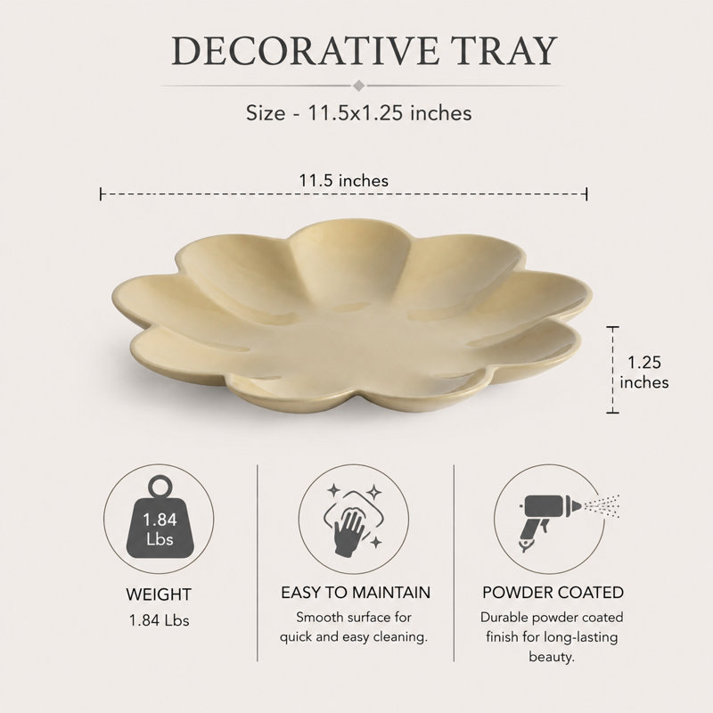 Aluminum Decorative Tray Modern Round Tabletop Display Accent