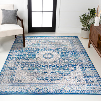 Tapis bleu / gris foncé Marzo